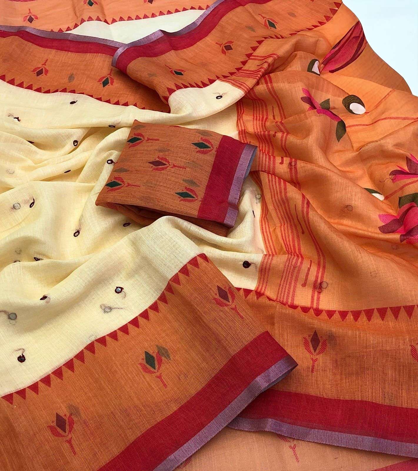 Linen mirror Soft Linen and cotton mix fabric saree with real mirror work on saree wholesale in surat